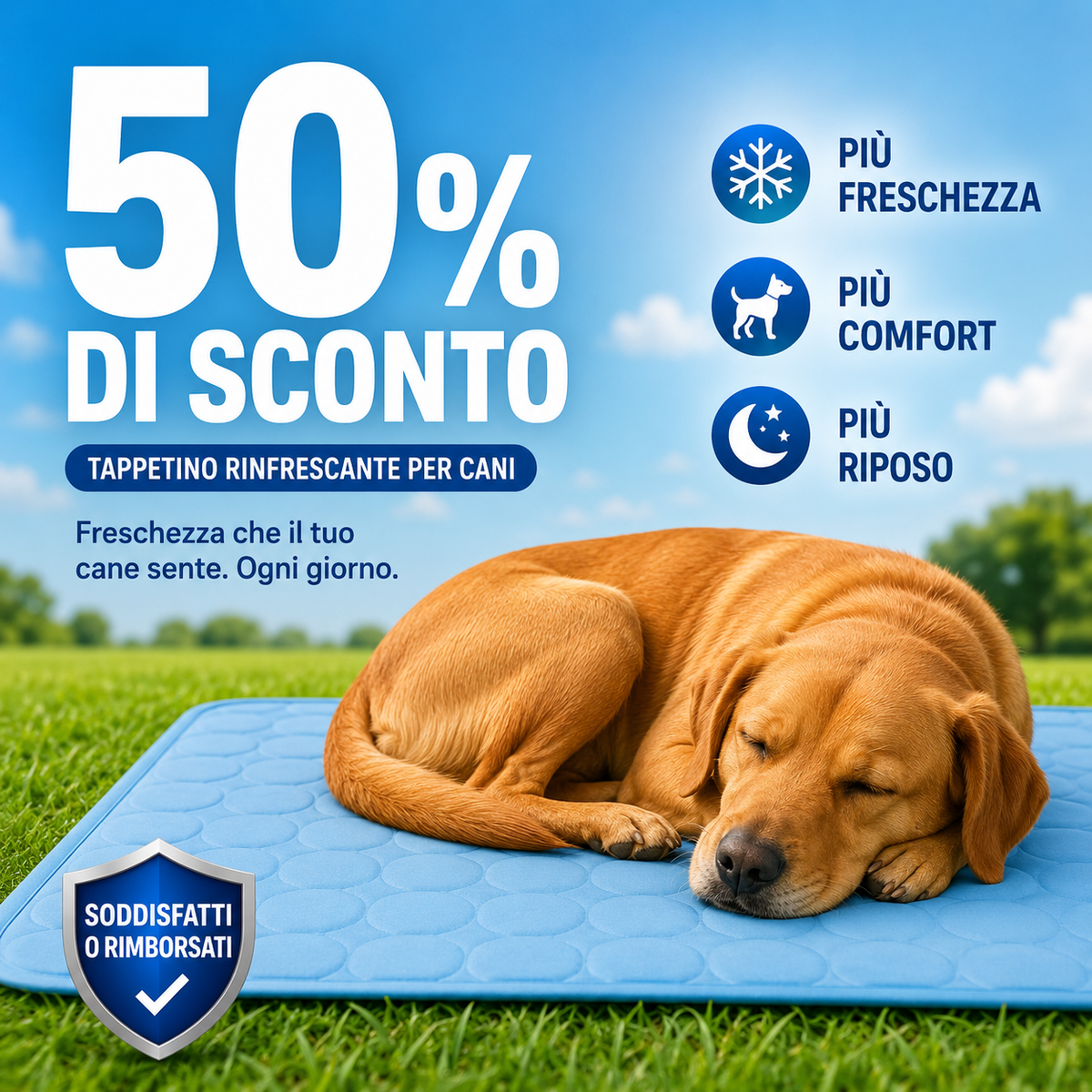 Tappetino Rinfrescante Nùvola per Cani — Fibra Ice Silk a 3 Strati